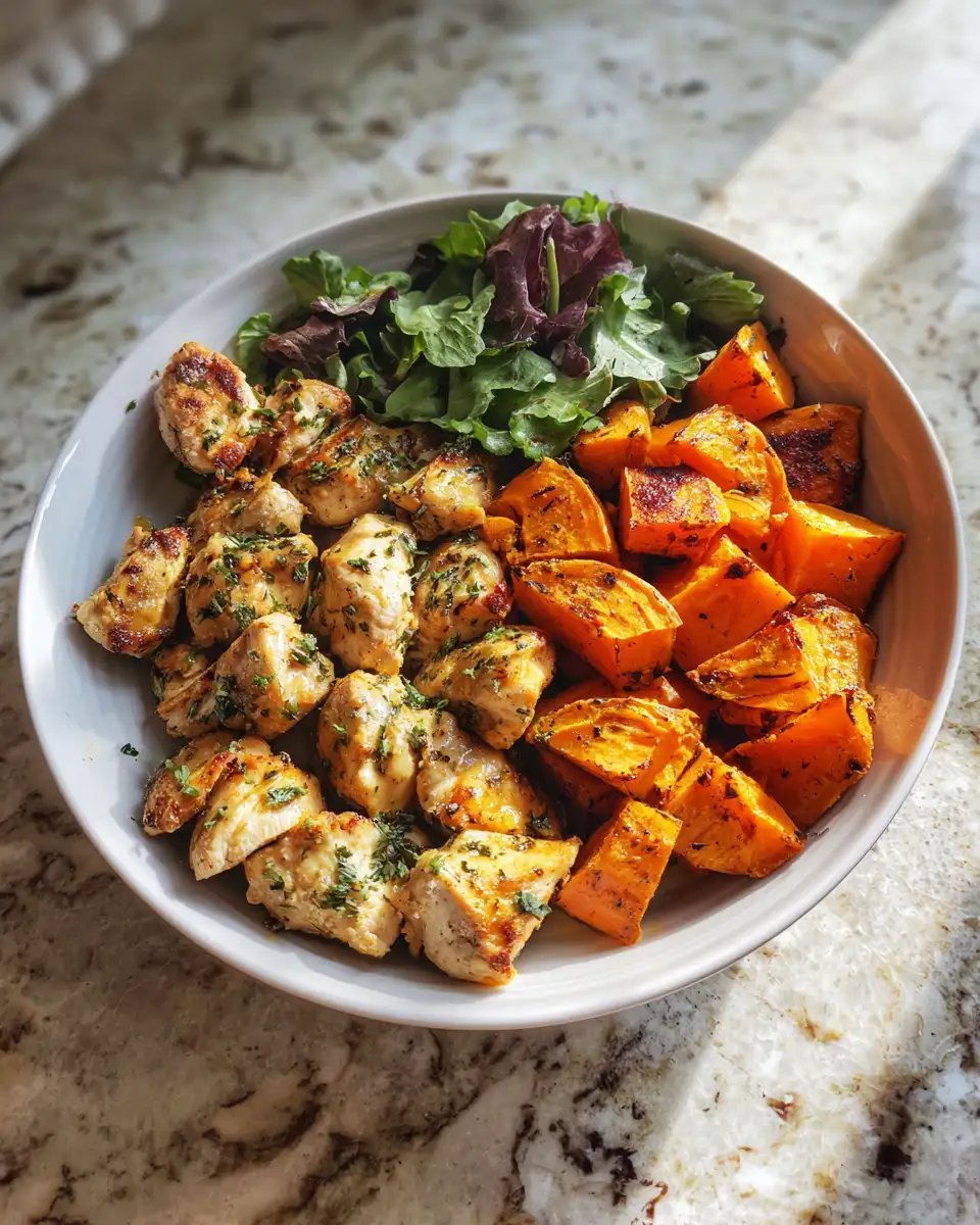 Sweet and Savory Maple Dijon Chicken Bowl with Roasted Sweet Potatoes - Featured Image