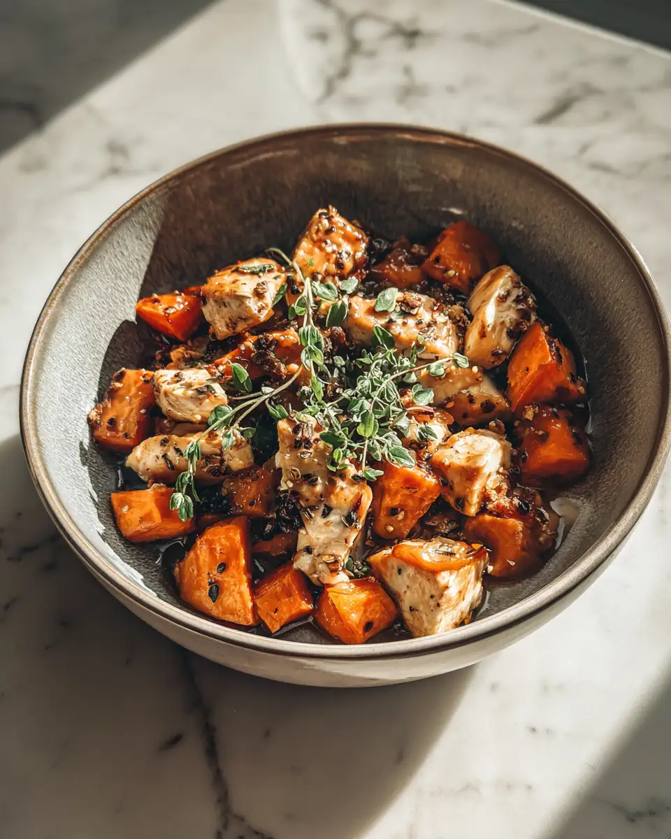 Sweet and Savory Maple Dijon Chicken Bowl with Roasted Sweet Potatoes 7 Final dish - Sweet and Savory Maple Dijon Chicken Bowl with Roasted Sweet Potatoes