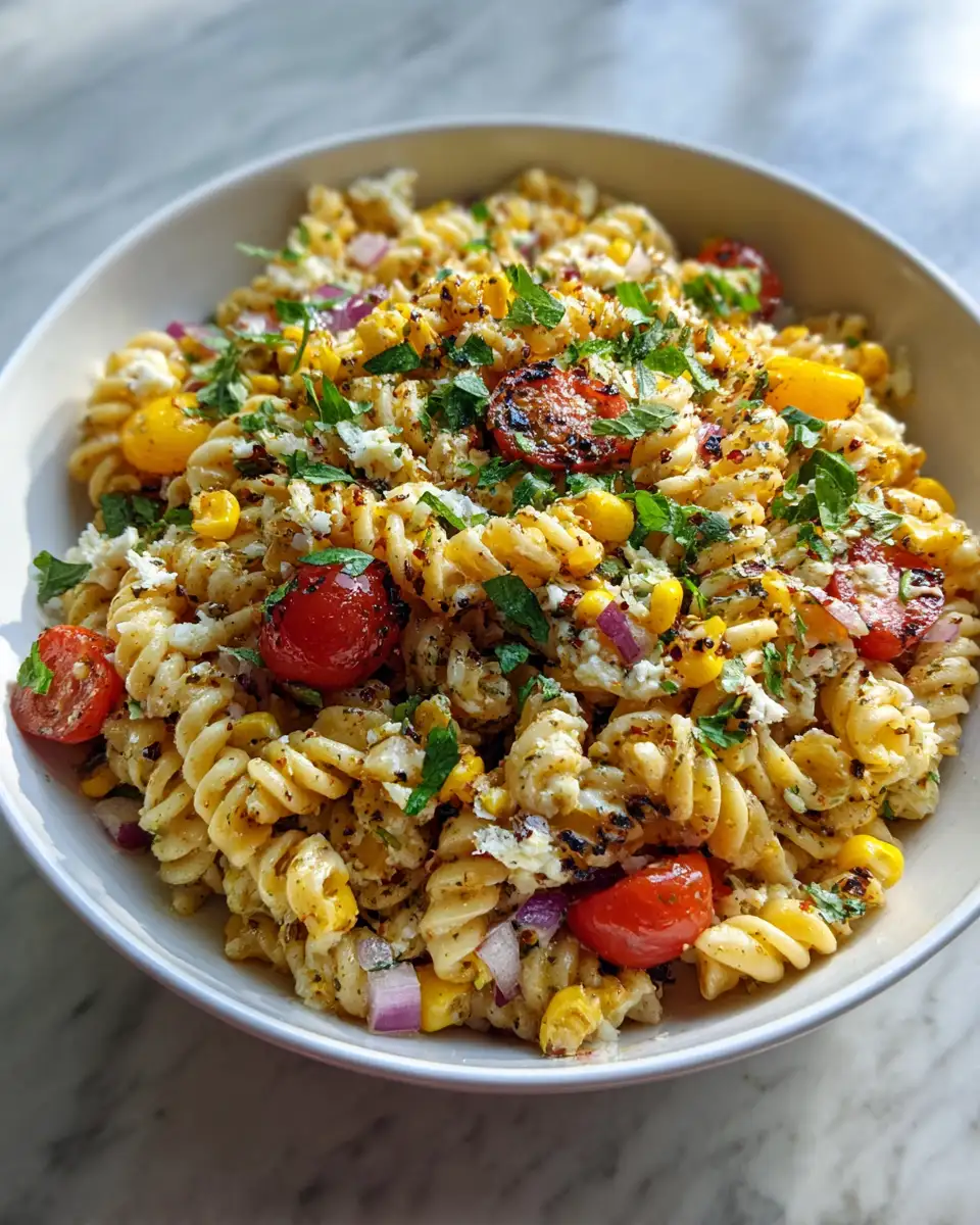 Final dish - Creamy Mexican Street Corn Pasta Salad Bursting with Bold Flavors