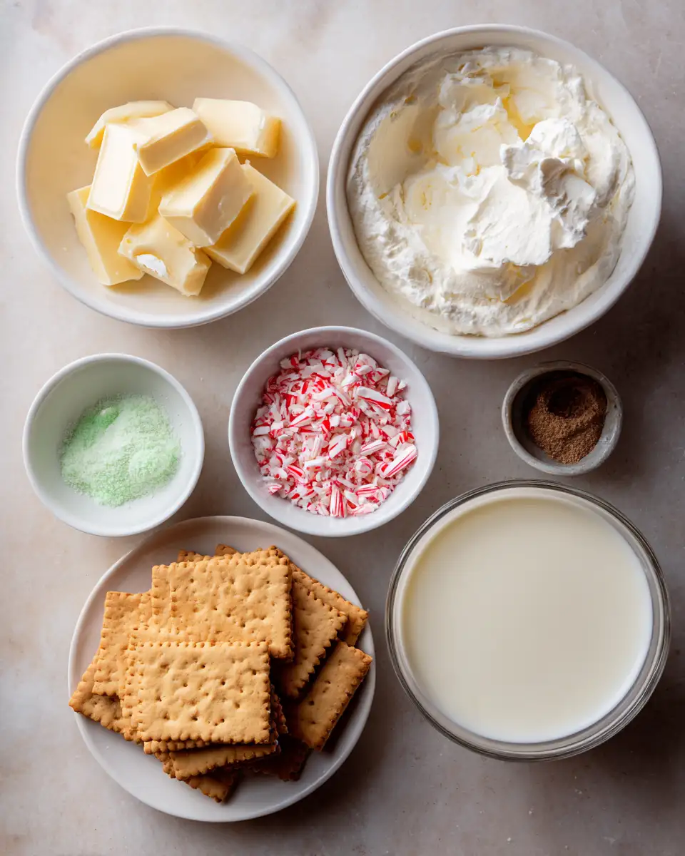Ingredients for Irresistible No-Bake Peppermint Cheesecake Recipe for the Holidays