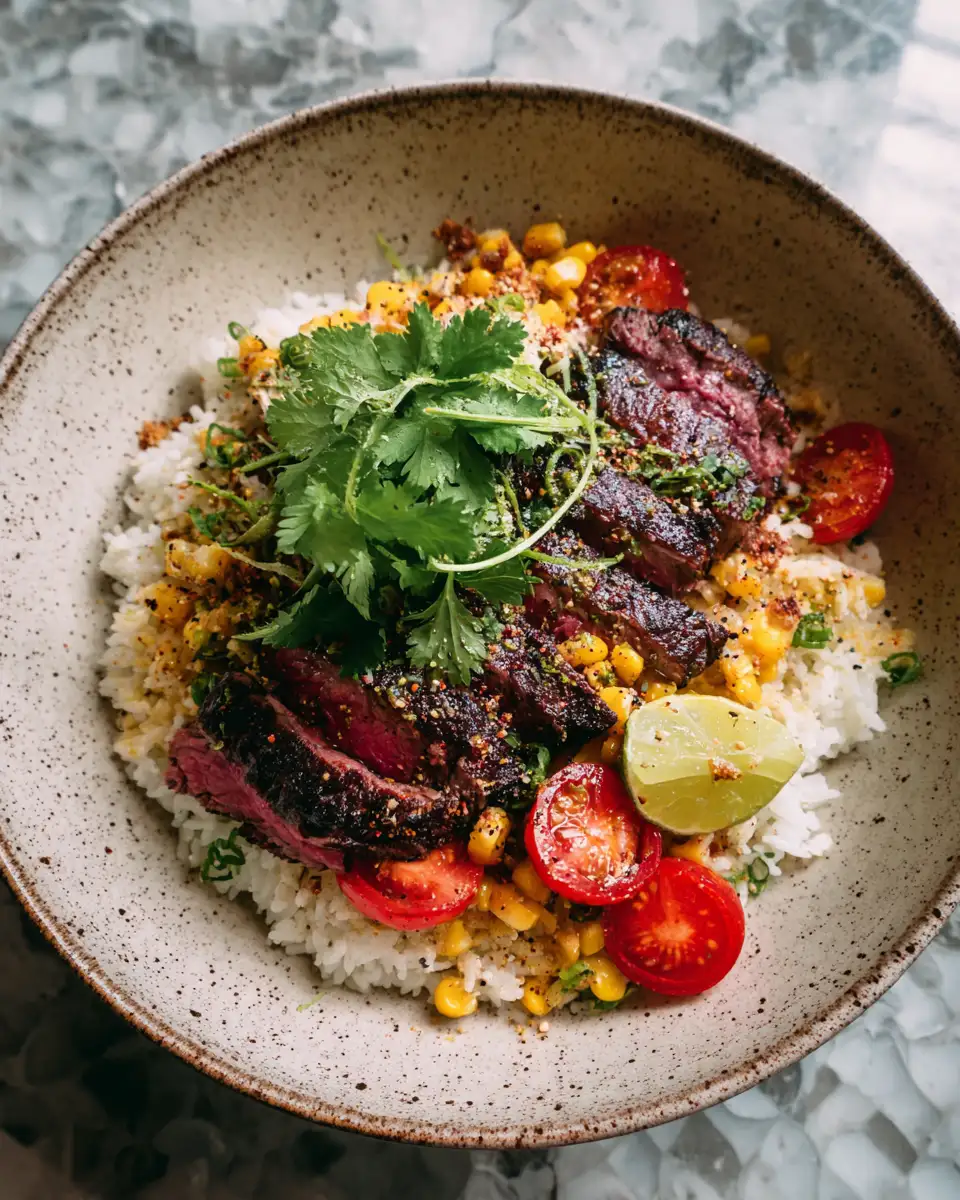 Final dish - Irresistible Street Corn Steak Rice Bowls You Need to Try Today