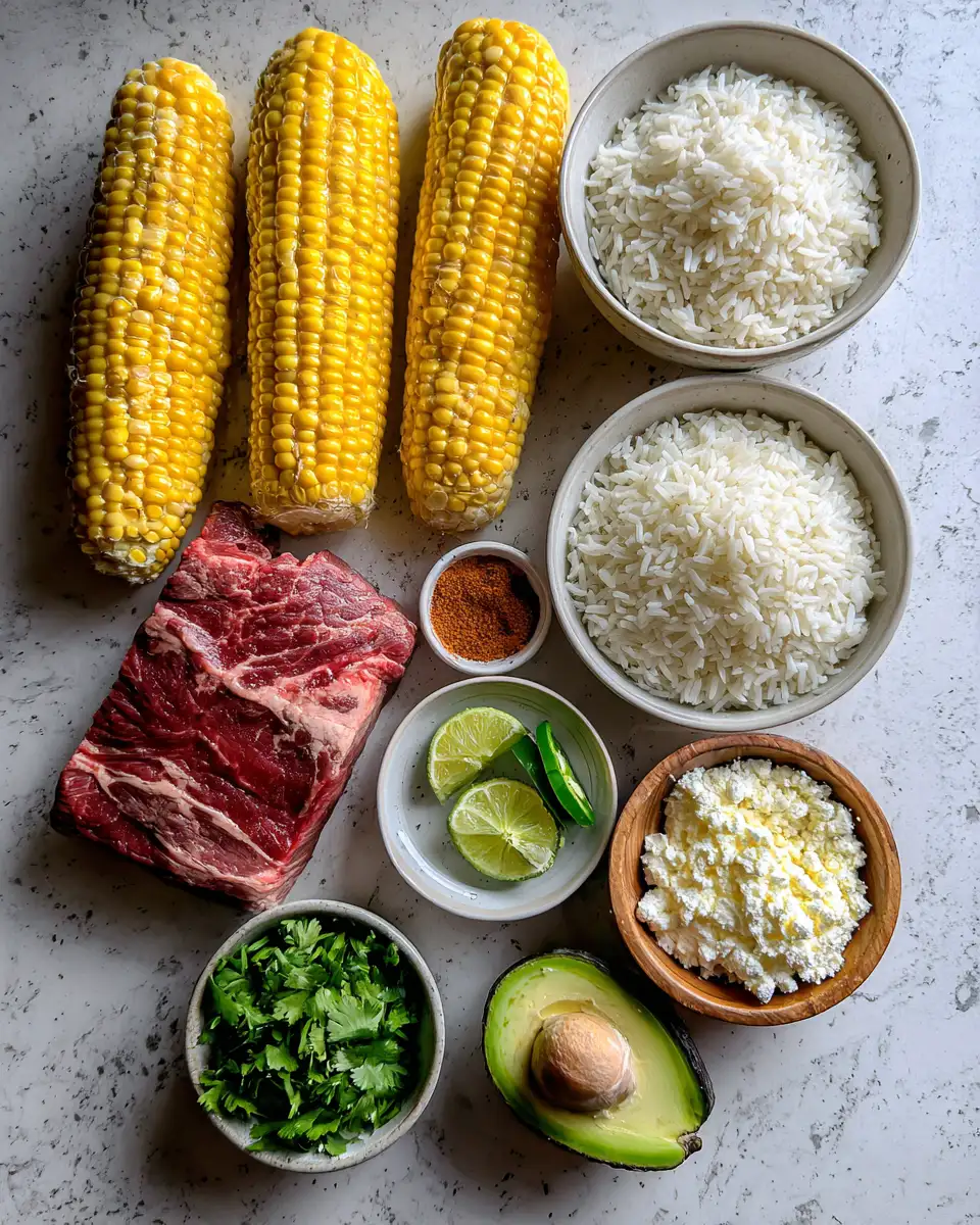 Ingredients for Irresistible Street Corn Steak Rice Bowls You Need to Try Today