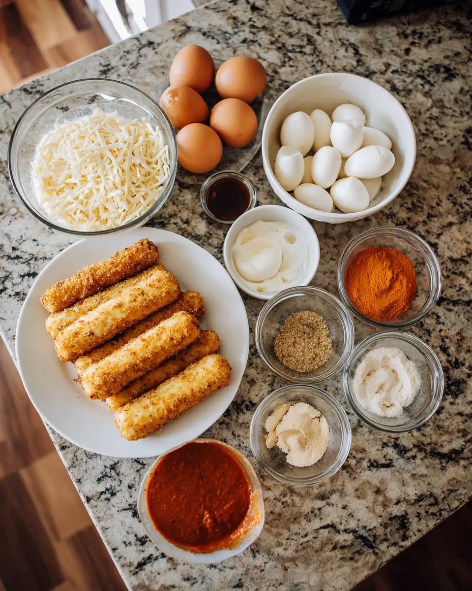 Ingredients for Irresistible Buffalo Chicken Mozzarella Sticks That Will Spice Up Your Snack Game