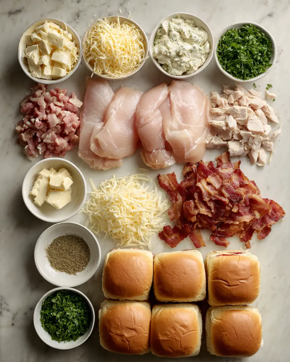Ingredients for Irresistible Chicken Bacon Ranch Sliders That Will Steal the Show