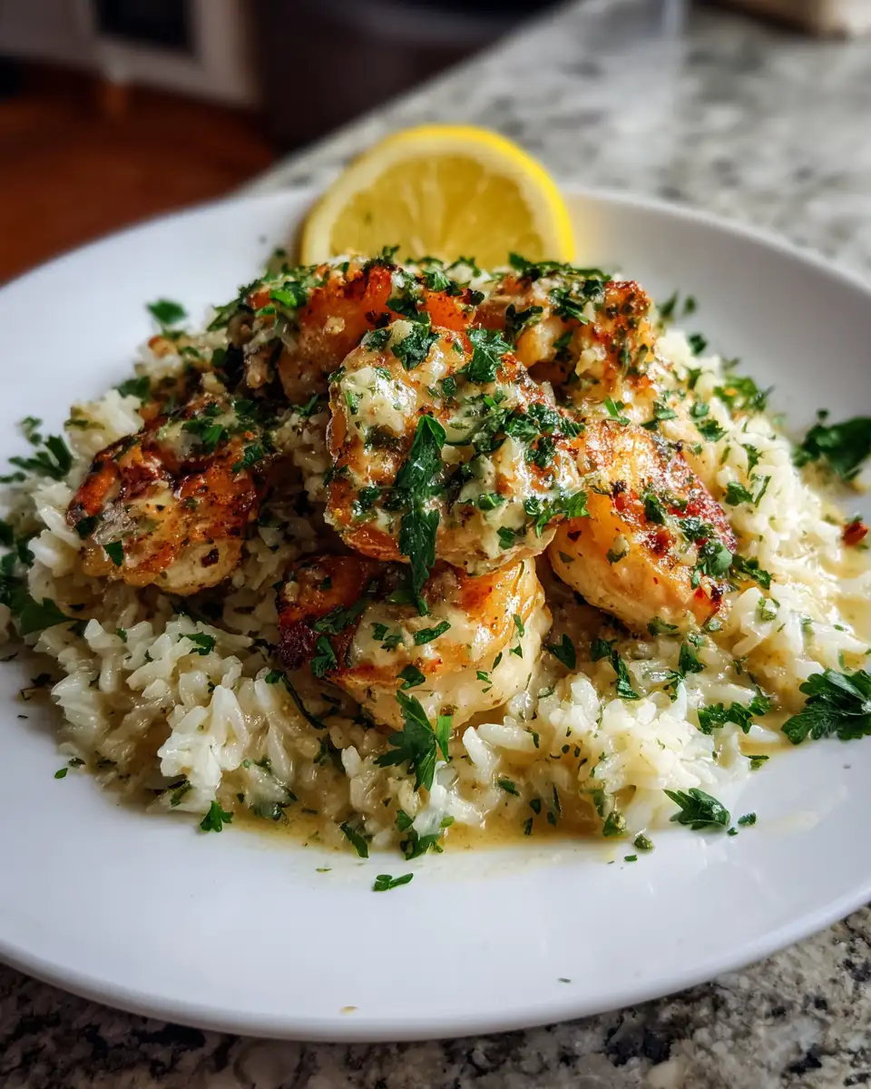 Irresistible Chicken Scampi with Creamy Garlic Parmesan Rice Recipe - Featured Image