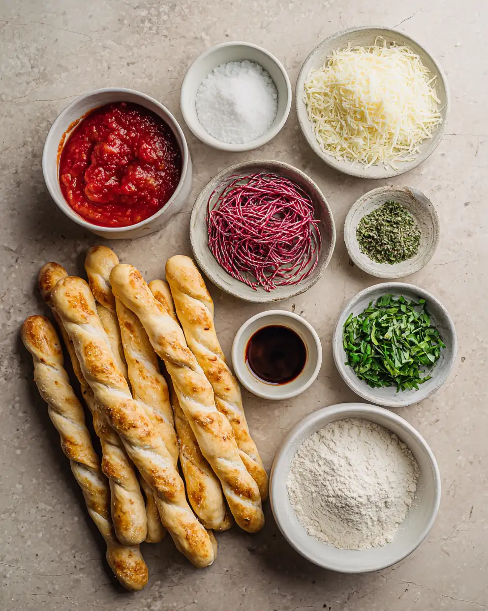 Ingredients for Festive Candy Cane Pizza Breadsticks That Will Sweeten Your Holiday Feast