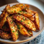Final dish - Crispy Garlic Parmesan Potato Wedges You’ll Crave Every Time