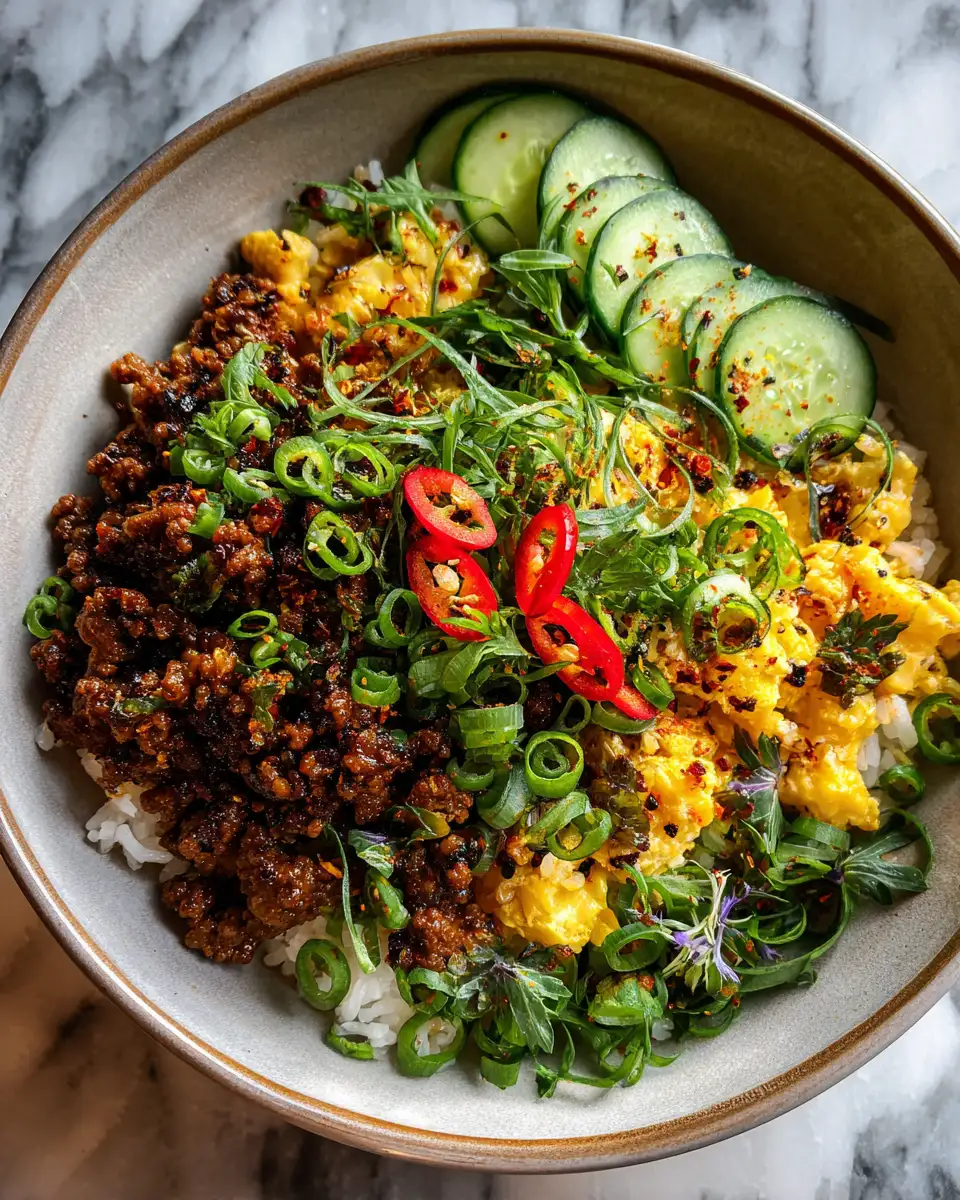 Spice Up Dinner with a Fiery Ground Beef Hot Honey Bowl 7 Final dish - Spice Up Dinner with a Fiery Ground Beef Hot Honey Bowl