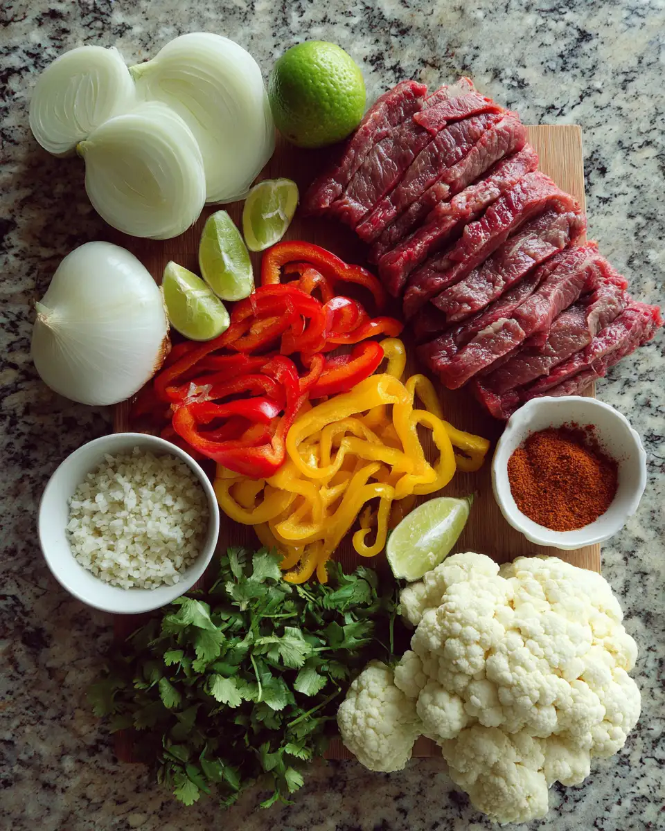 Ingredients for High Protein Low Carb Steak Fajita Bowl Recipe That Packs a Flavor Punch