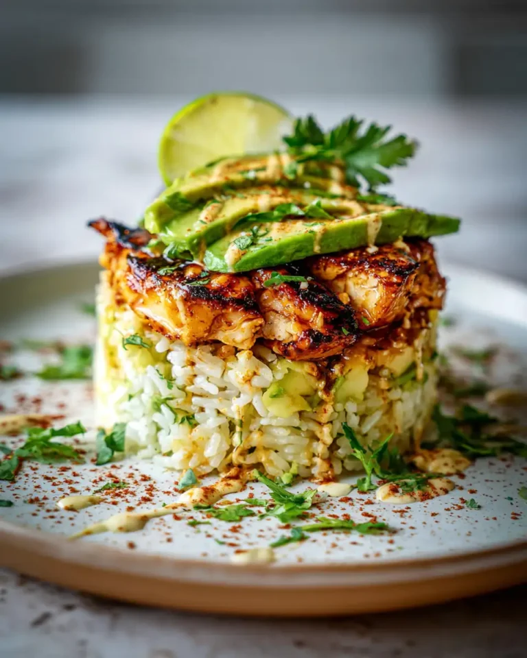 Sweet and Zesty Honey Lime Chicken and Avocado Rice Stack Recipe - Featured Image