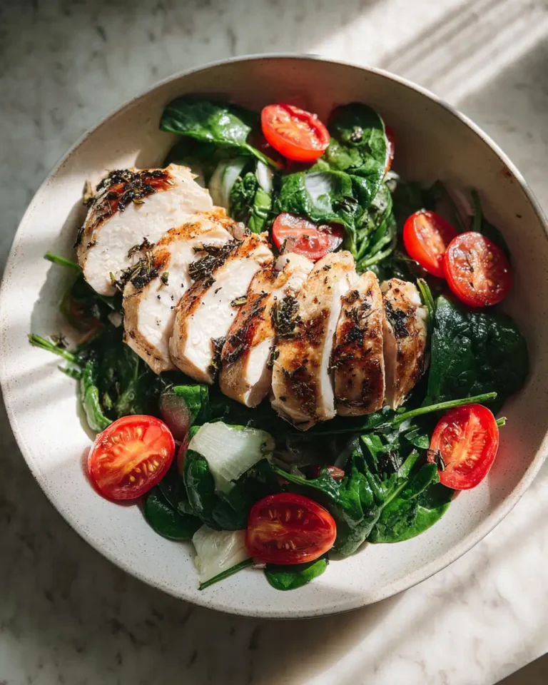 Tangy Balsamic Chicken Breast with Fresh Spinach and Juicy Tomatoes - Featured Image
