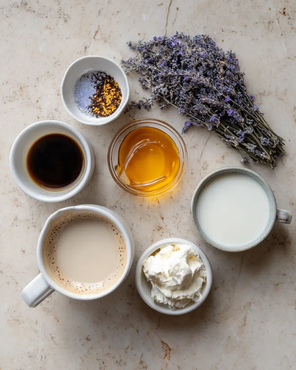 Ingredients for Lavender Honey Latte Bliss A Deliciously Soothing Sip