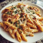 Ultimate Comfort Food Slow Cooker Cheesy Chicken Penne Recipe - Featured Image