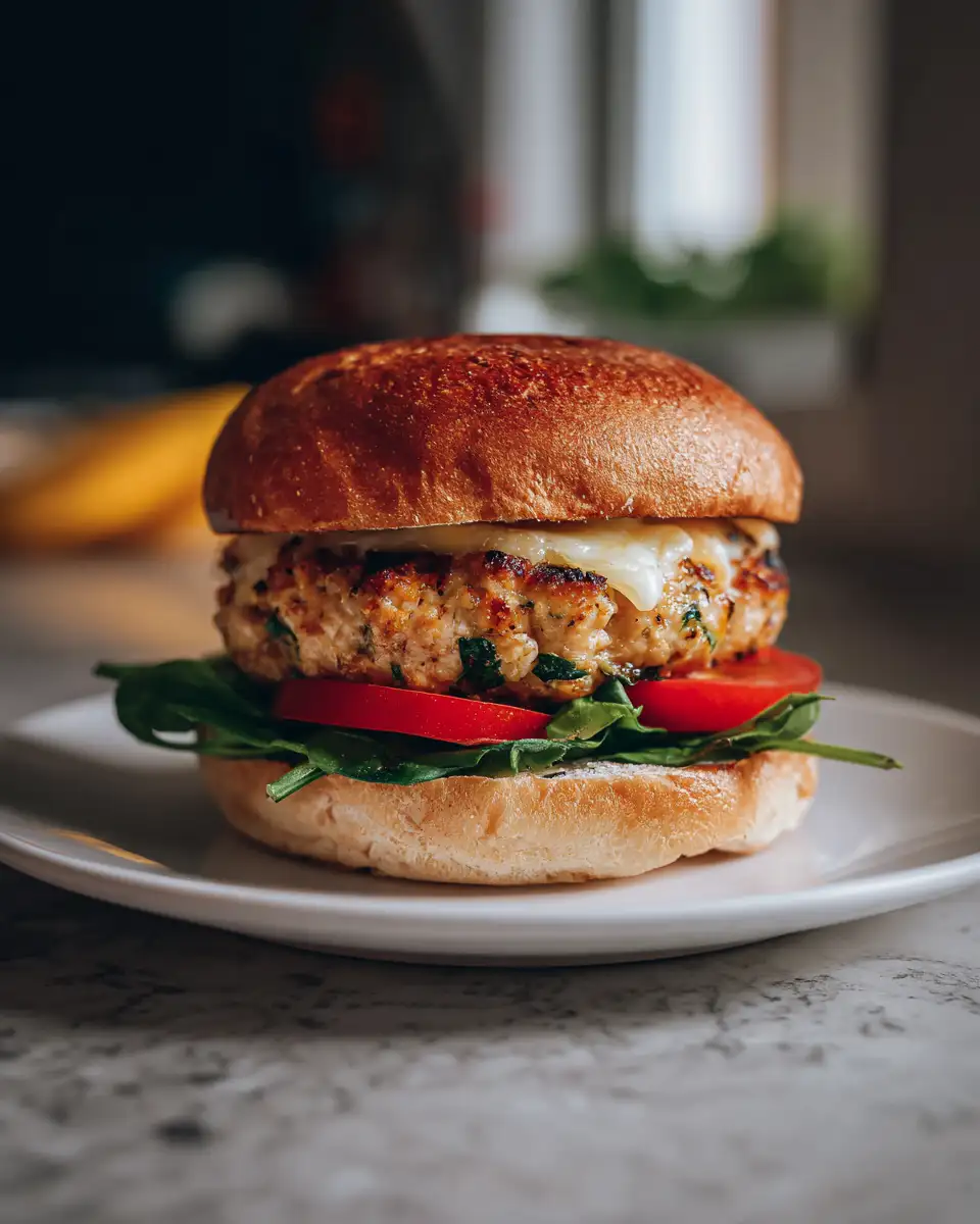 Final dish - Irresistible White Cheddar and Spinach Chicken Burgers You Need to Try